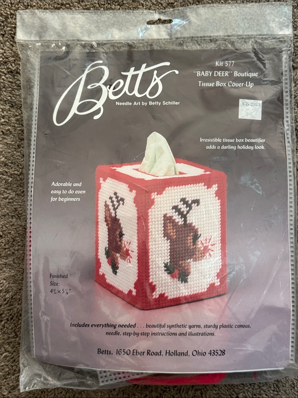 Betts Needle Art Rudolph Tissue Box Cover (Craft) Needlepoint
